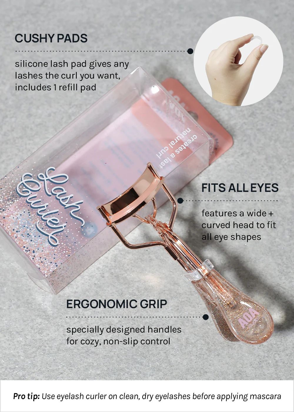 AOA Eyelash Curler Rose Gold - Image 2