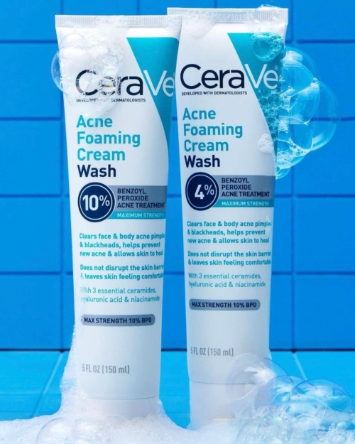 CeraVe Acne Foaming Cream Cleanser With Benzoyl Peroxide