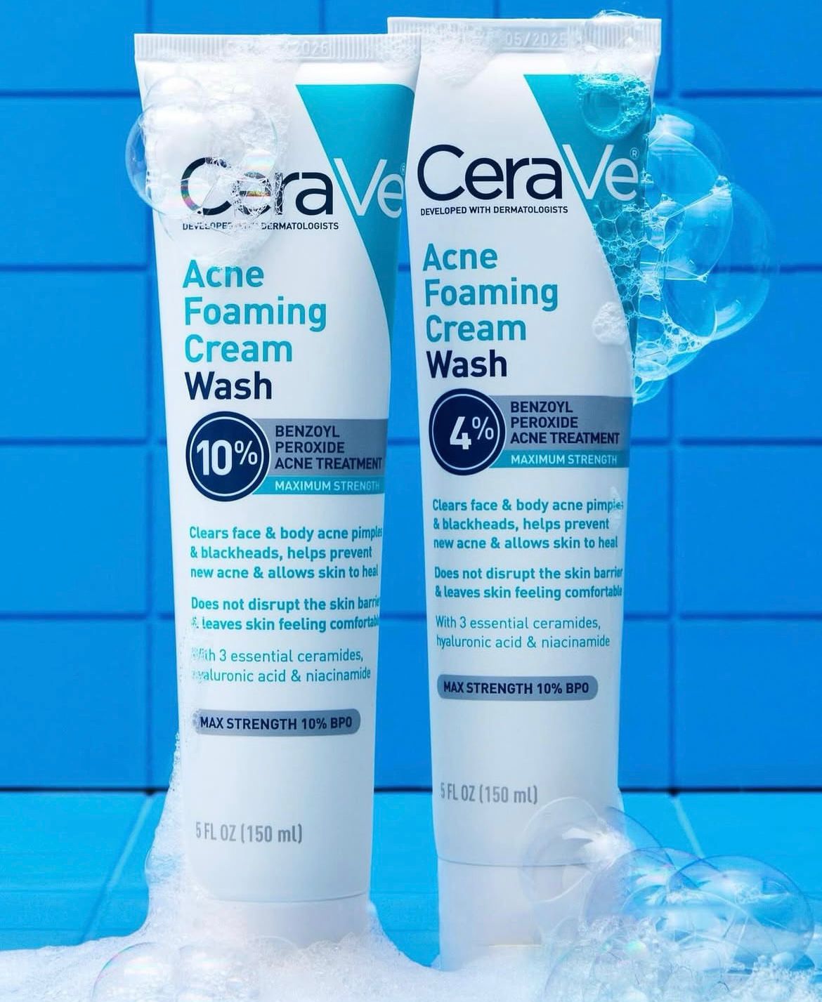 CeraVe Acne Foaming Cream Cleanser With Benzoyl Peroxide
