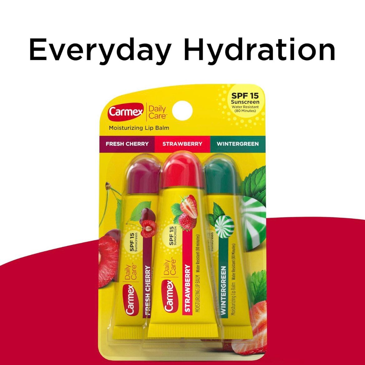 CARMEX DAILY CARE ASSORTED LIP BALM TUBES PACK OF 3