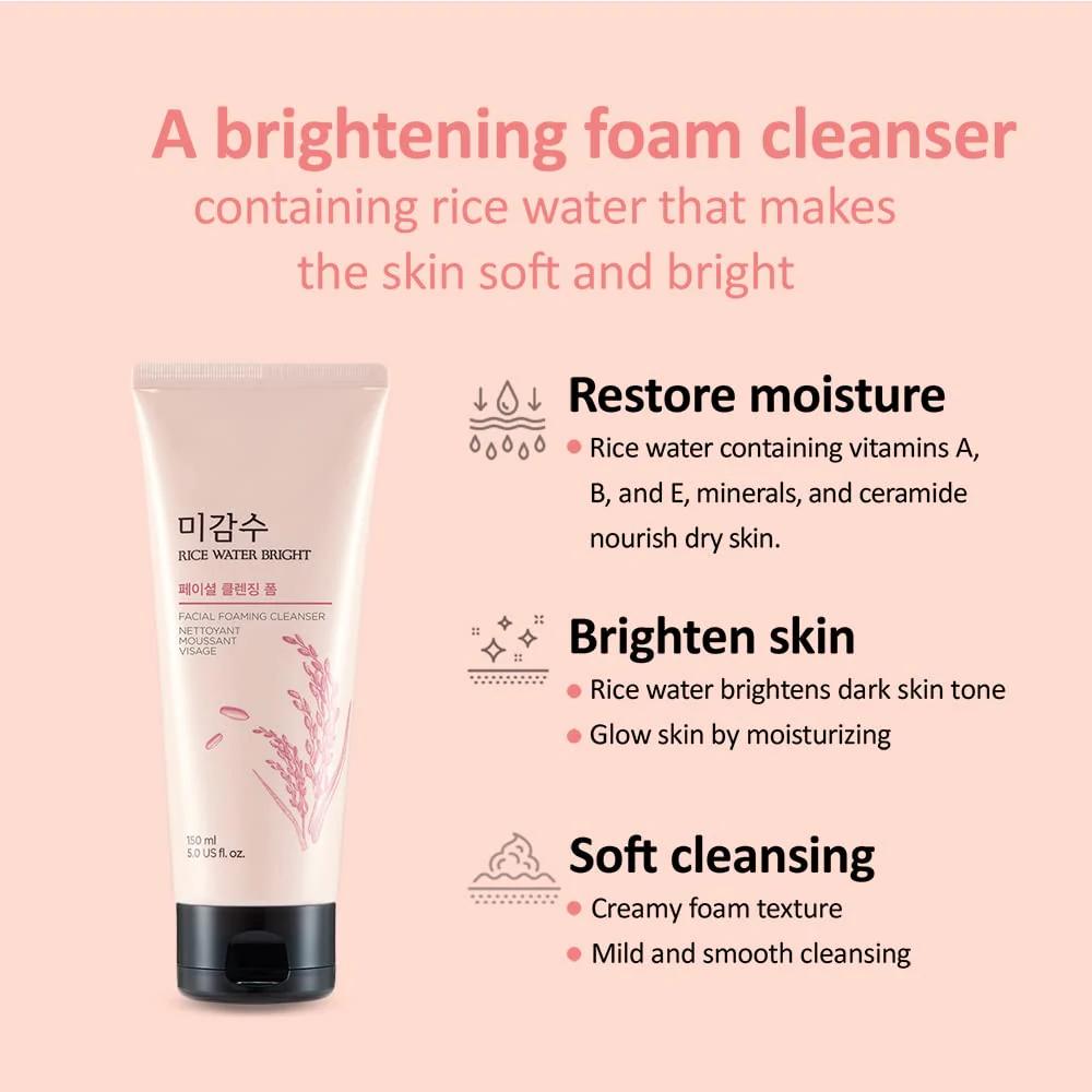 Face Shop Rice Water Bright Cleansing Foam 150 ml - Image 3