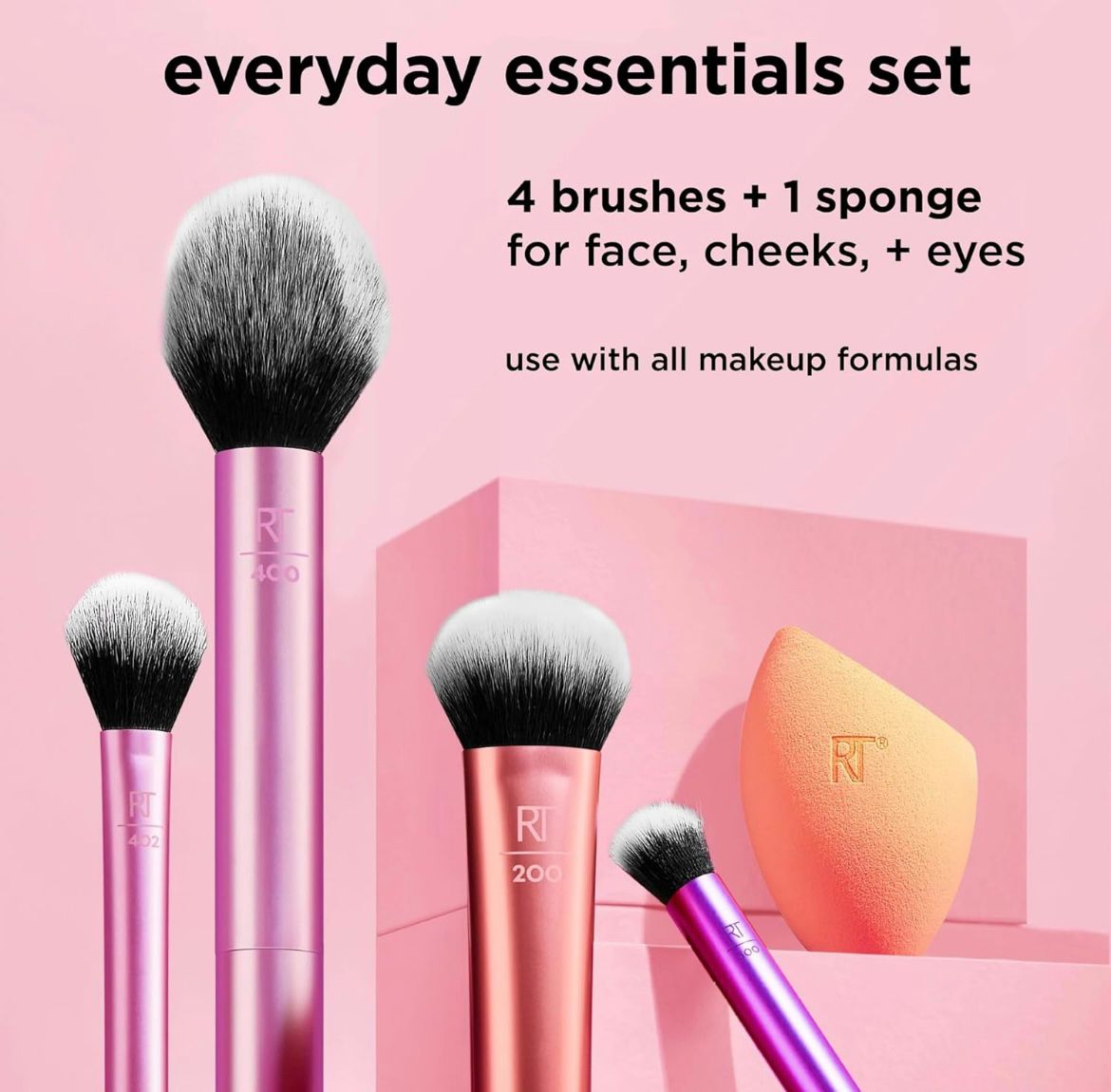 Real Techniques Everyday Essentials Makeup Brush Set with Bonus Miracle Complexion Sponge - Image 2