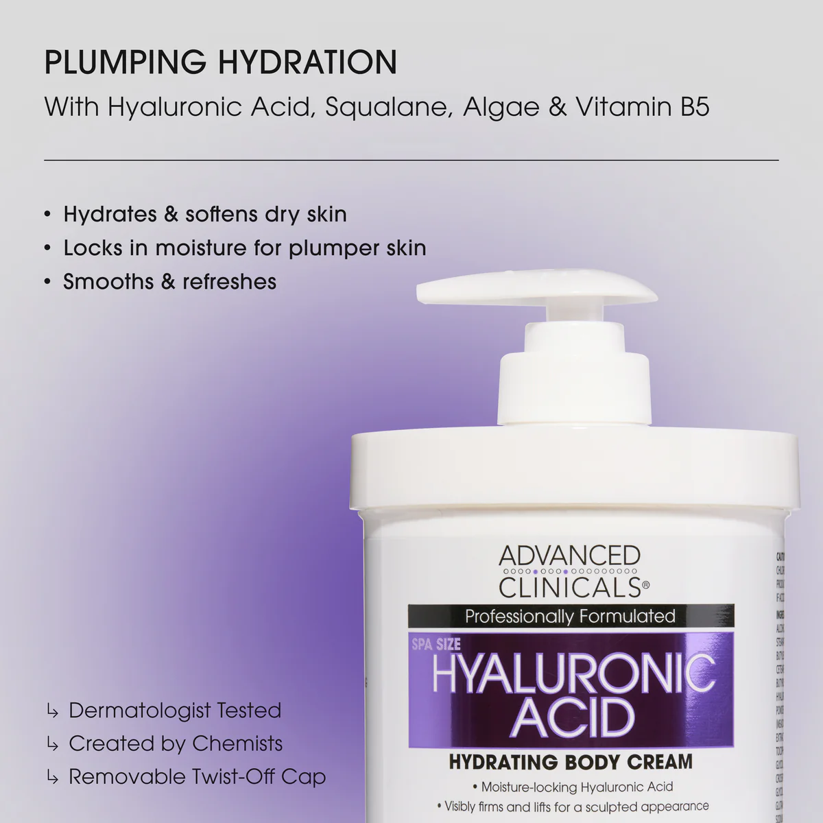 Advanced Clinicals Hyaluronic Acid Body Cream - Image 2