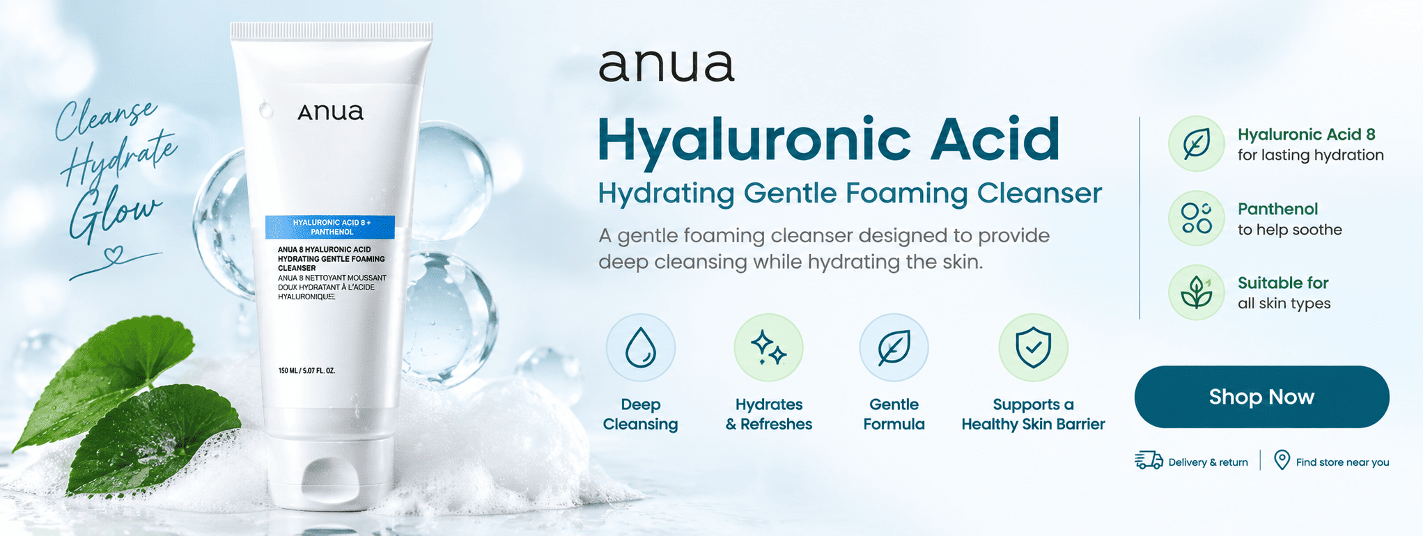 Anua Hyaluronic Acid Hydrating Gentle Foaming Cleanser